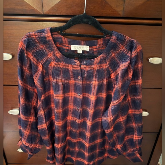 (2) LOFT Plaid Blouses - Large - Picture 6 of 11